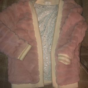 Egg by Susan lazor faux fur pink reversible jacket